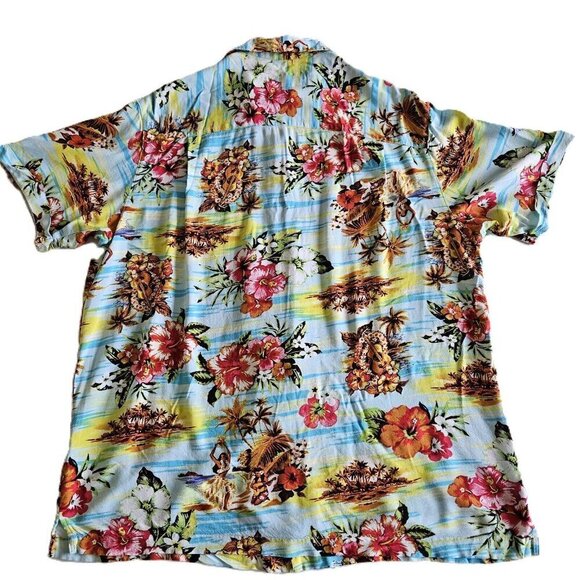 Springfield Shirt Mens L Hawaiian Floral Short Sleeve Button Up Shirt Beach Boho - Picture 16 of 16